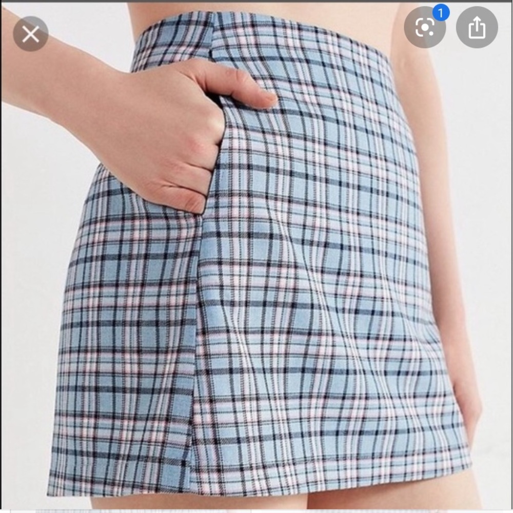 Blue plaid mini skirt from Urban Outfitters